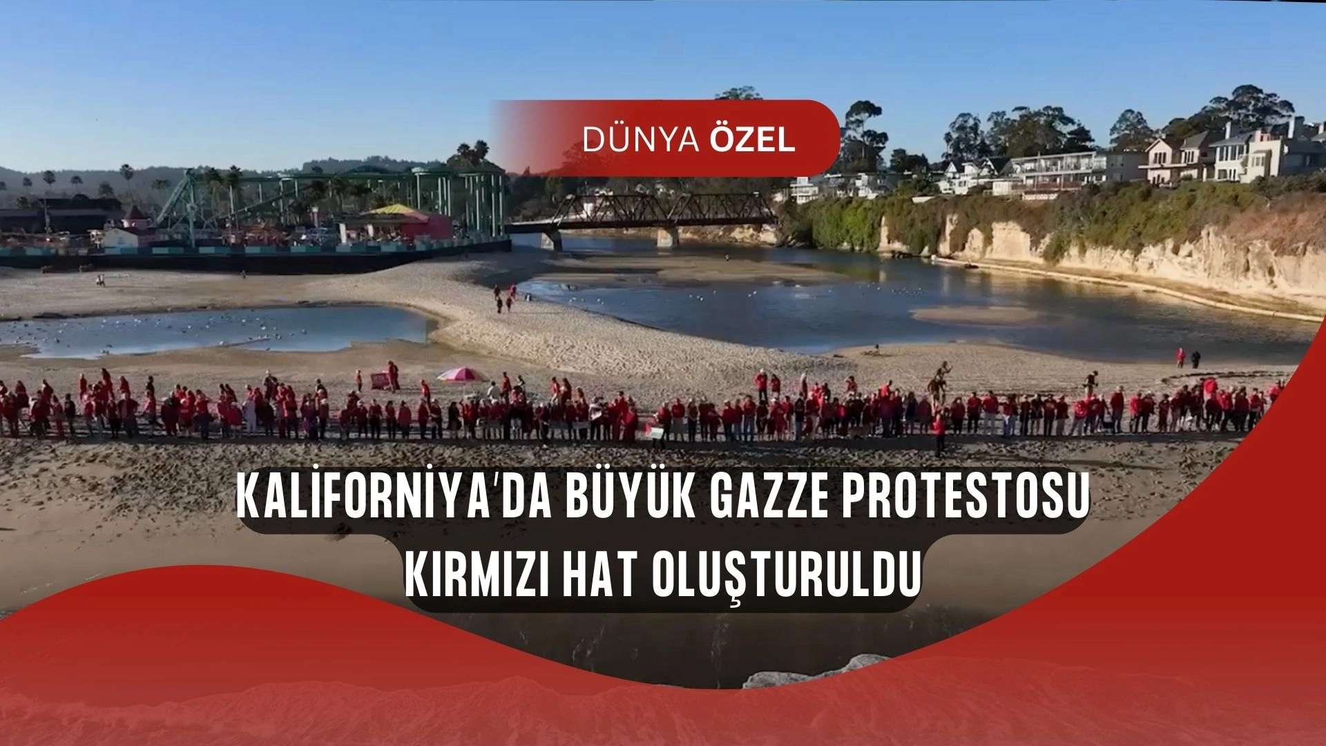 Kaliforniya’da şok protesto: Gazze için “Kırmızı Hat” kuruldu!