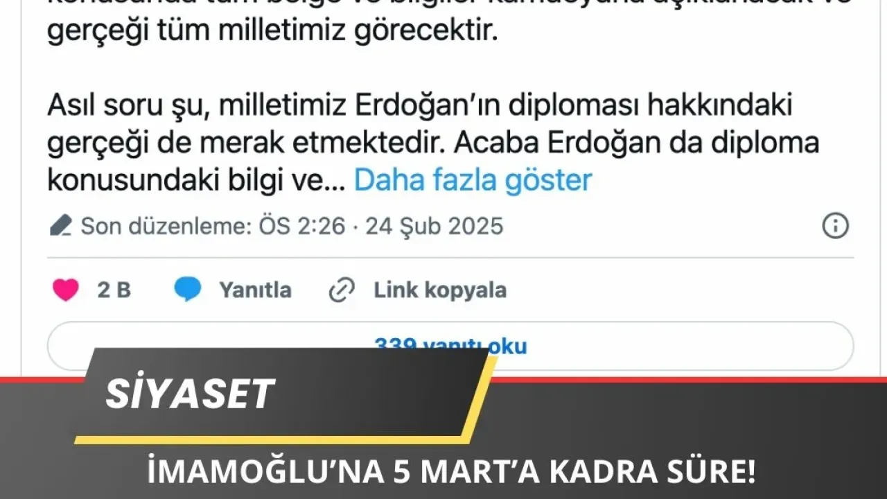 İmamoğlu Diken Üstünde! 5 Mart'a Kadar Diplomasını İspatlaması Gerek!